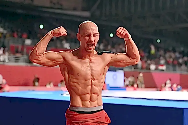 Frank STAEBLER (GER),gewinnt die Bronzemedaille,Platz 3,Jubel,Freude,Begeisterung, Schlussjubel, Ringen,MGR 67kg Maenner,Wrestling Men am 04.08.2021, Makuhari Messe Hall A. Olympische Sommerspiele 2020, vom 23.07. - 08.08.2021 in Tokio / Japan.