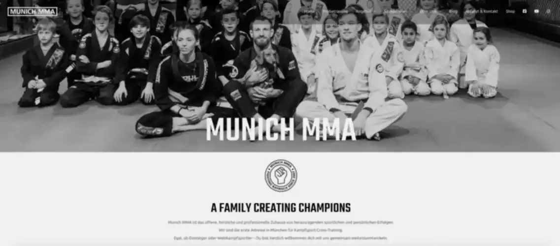 screen shot munich mma website